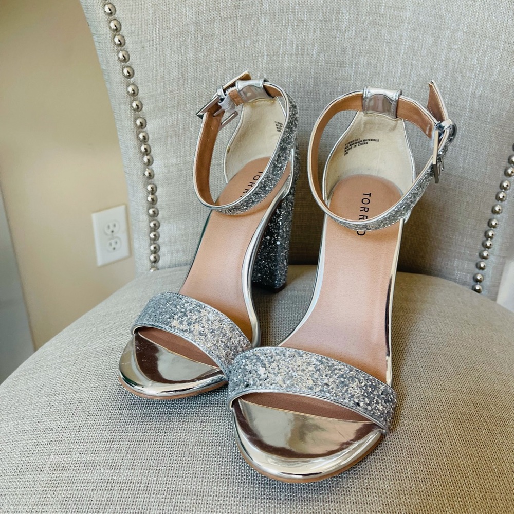 Torrid Silver glitter high heels .